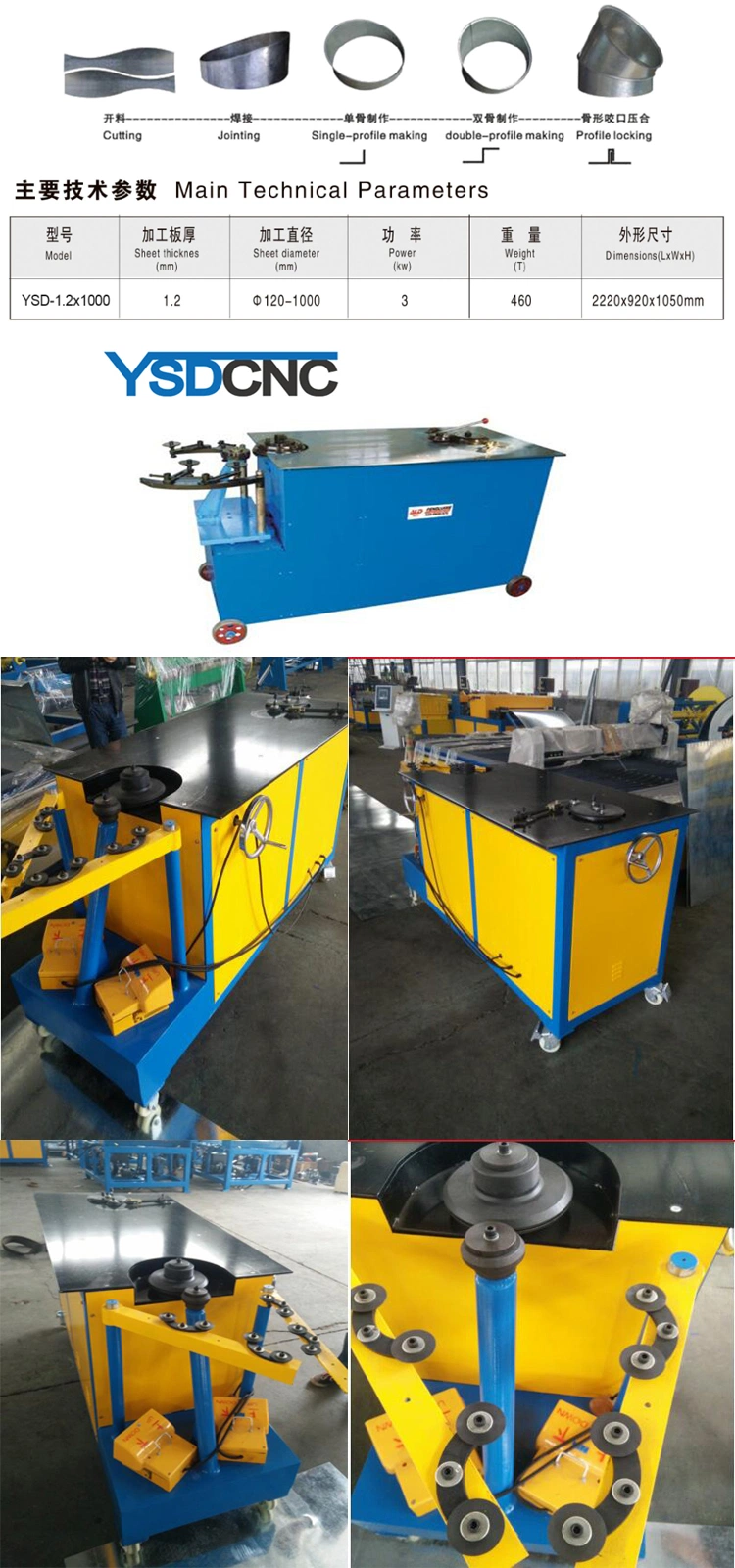 Electric/Hydraulic Elbow Making Machine, HVAC Gorelocker for Duct